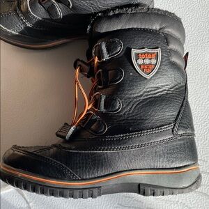 Totes Black Boots with Orange Accents